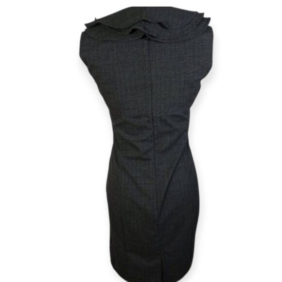 EMMA & MICHELE CHARCOAL RUFFLE MIDI DRESS SZ.8 EUC. - Picture 6 of 10
